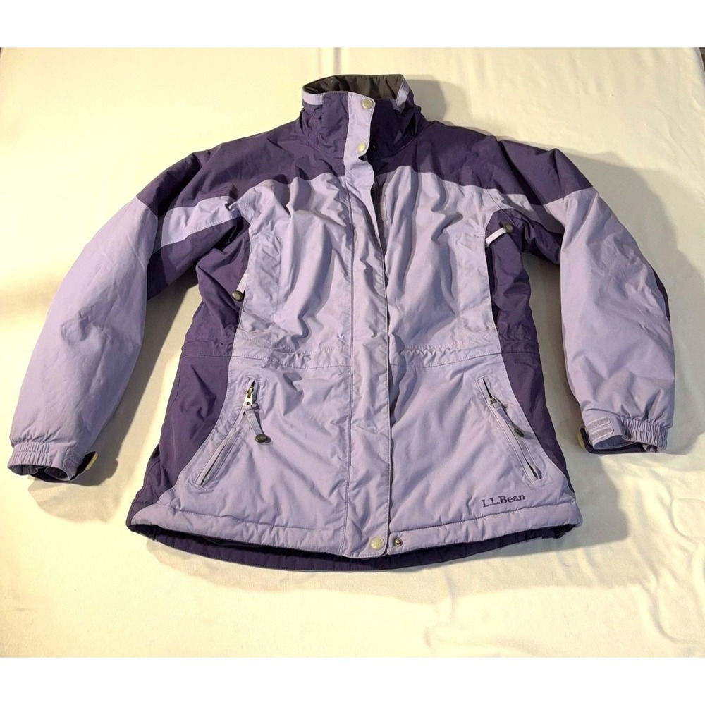 LL Beans Jacket Women Small Purple Full Zip Primaloft Parka Coat O PH15